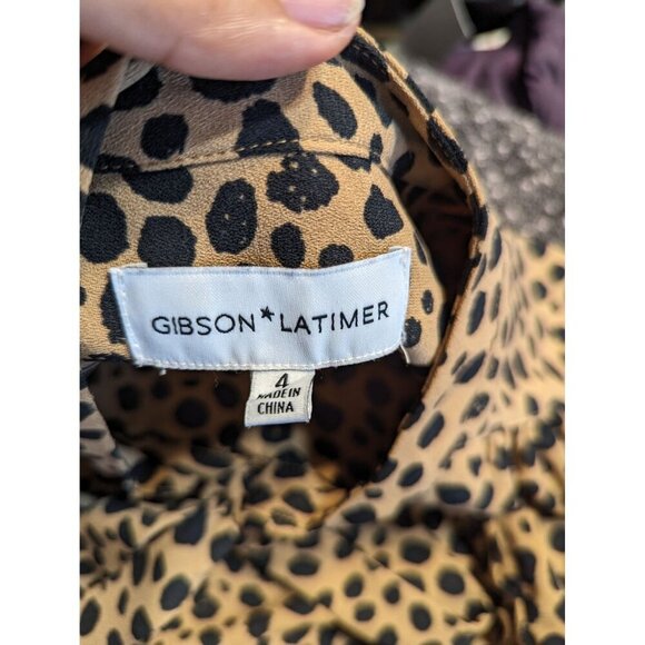 Gibson Latimer Women's Leopard Long Sleeve Fit & Flare Dress Size 4 - Picture 11 of 11
